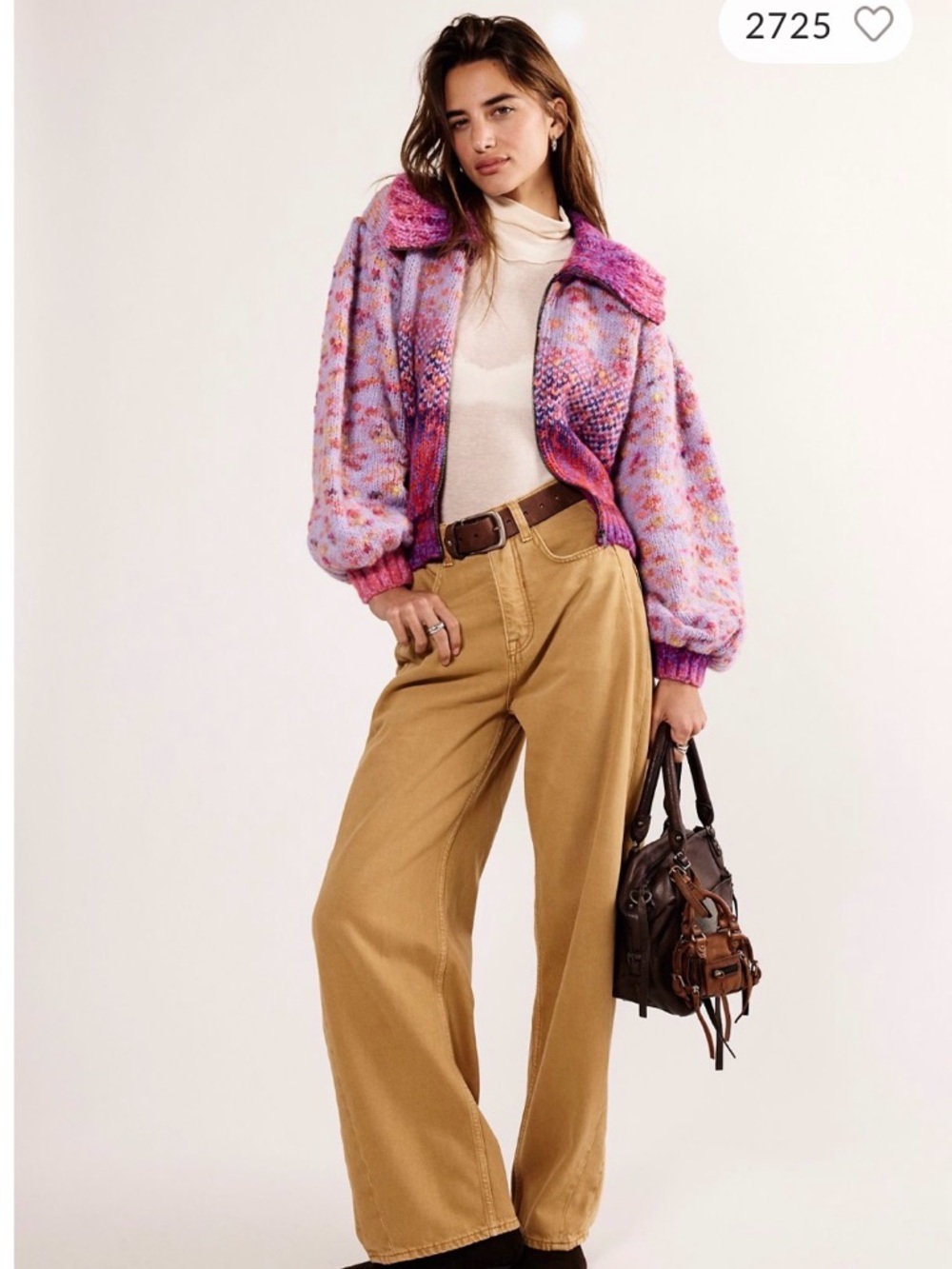 Free People Orchid Berry  Sugar. and Sweets Knit Bomber Jacket. Wool & Alpaca - Picture 3 of 11